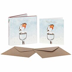 ‘Little Red Robin’ Set of 8 Gold Foiled Christmas Cards