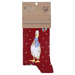 ‘Christmas Scarves’ Red Duck Women's Bamboo Christmas Socks