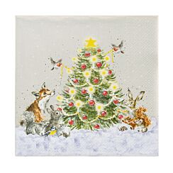‘Oh Christmas Tree’ Woodland Animals Set Of 20 Lunch Napkins