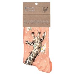 ‘Flowers’ Coral Giraffe Women’s Bamboo Socks