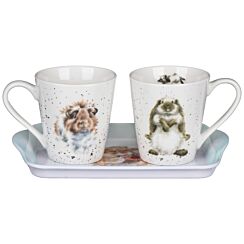‘Diet Starts Tomorrow’ Hamster 3 Piece Mugs & Tray Set