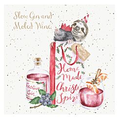 'Slow Gin and Moled Wine' Christmas Card