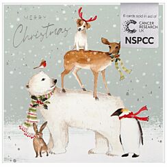 Winter Animals Pack of 6 Christmas Cards Charity Pack