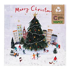 Town Scene With Tree Pack of 6 Christmas Cards Charity Pack