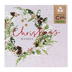 Wreath With Pinecones Pack of 6 Christmas Cards Charity Pack