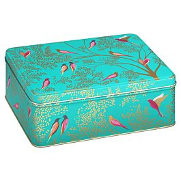 Sara Miller Deep Rectangular Green Birds Tin | Great British Brands USA