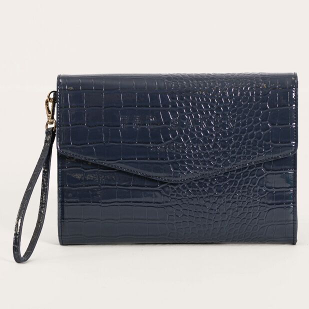 Navy croc clutch bag sale