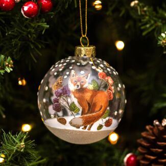 Clear With Fox & Fruit Glass Bauble