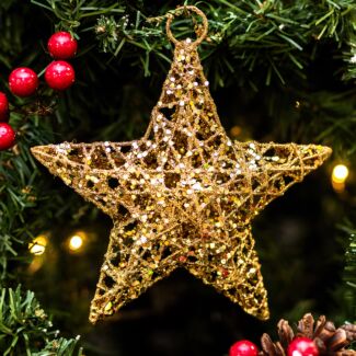 Small Gold Glitter Mesh Acrylic Star Tree Decoration