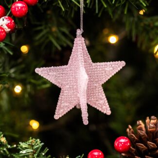 Pale Pink Glitter 3D Star Christmas Tree Decoration