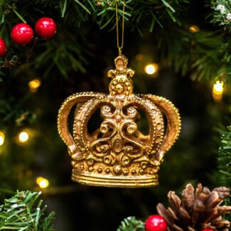 Gold Glitter Resin Crown Tree Decoration