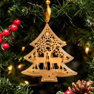 Assorted Gold Star/Heart/Tree Metal 3D Snowflake Tree Decoration