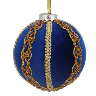 Blue Flocked Braid Fabric Bauble