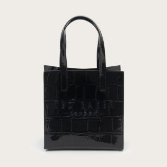 REPTCON Jet Black Croc Small Icon Bag