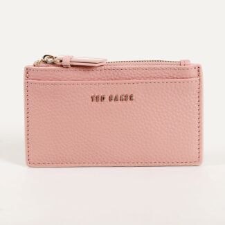 DELFIE Dusky Pink Leather Zip Card Holder