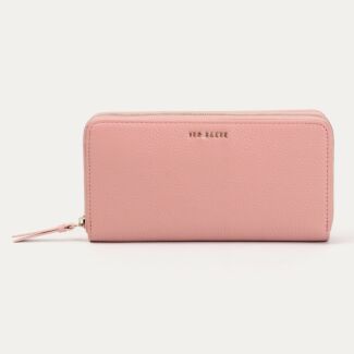 DALIEA Dusky Pink Large Zip Around Leather Purse