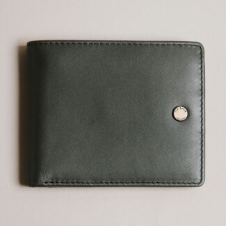 HACKIN Dark Green Trunk Lock Leather Bifold Wallet