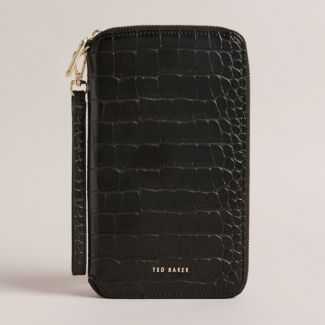 STINELL Black Croc Black Travel Organiser Wallet