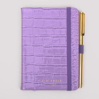 CARRIEA Lilac Croc A6 Mini Notebook and Pen