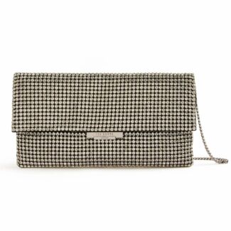 KRISTN Silver Crystal Long Fold Over Crossbody Bag