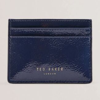 ROSEYA Dark Blue Crinkle Leather Card Holder