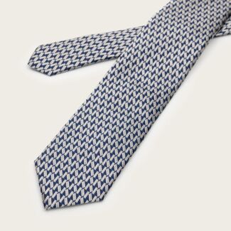 MILAK Navy Circle Geo Print Silk Tie