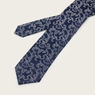 BIONDIS-POW Navy Check Silk Tie