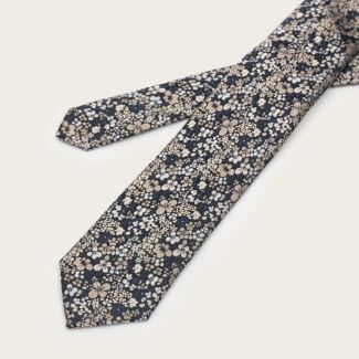 PEATYS Black Scatter Floral Print Silk Tie