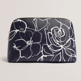 ALIUMI Navy Linear Rose Large Washbag