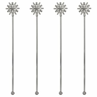 Metal Snowflake Cocktail Stirrer Pack of 4