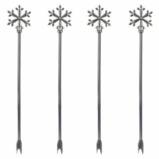 Metal Snowflake Canape Forks Pack of 4