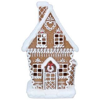 Medium White Iced LED Gingerbread House Ornament