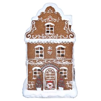 Medium White Iced LED Gingerbread Townhouse Ornament