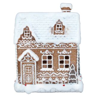 Small White Iced LED Gingerbread Cottage Ornament