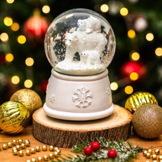 Polar Bear Family Musical Snow Globe