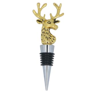 Gold Metal Stag Head Bottle Stopper