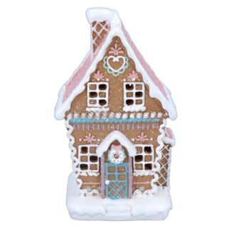 Medium Pastel Iced Gingerbread House LED Light Up Ornament