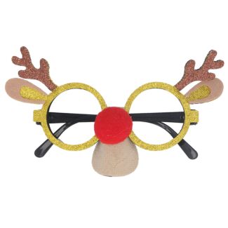 Reindeer Face Novelty Christmas Glasses