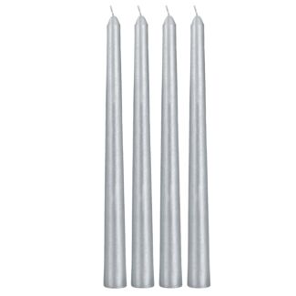 Pack of Four Silver Taper Wax Taper Christmas Candles