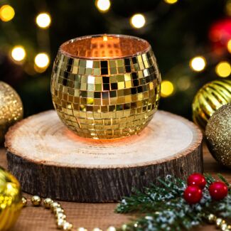 Gold Mirrorball Tealight Holder