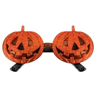 Orange Glitter Pumpkin Halloween Glasses