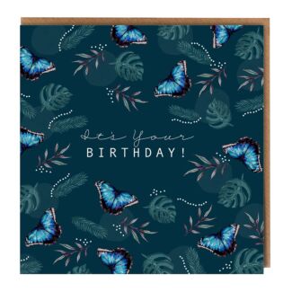Blue Morpho Butterfly Noir ‘It’s Your Birthday’ Birthday Card