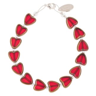 Red Gold Edged Hearts Bracelet