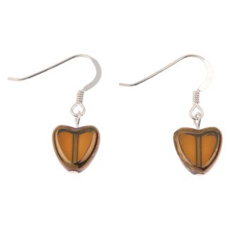 Sepia Gold Edged Hearts Earrings