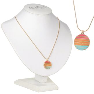 Warm Enamel Sunset Pendant Necklace