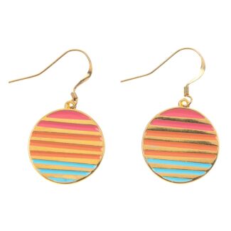 Warm Enamel Sunset Pendant Earrings