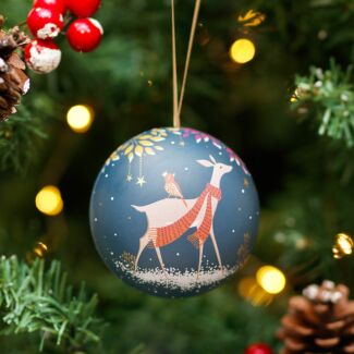 Woodland Tales Deer & Robin Christmas Tin Bauble