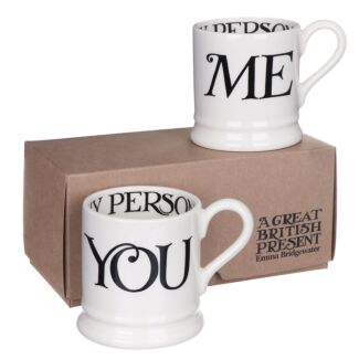 Black Toast You & Me Boxed Set of 2 Half Pint Mugs