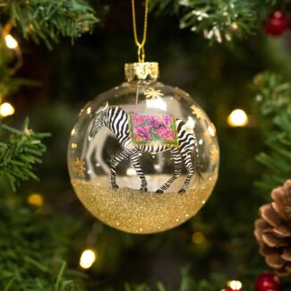 Assorted Clear Zebra And Tiger Glass Bauble