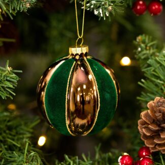 Gold Lacquer and Green Glass Bauble